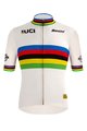 SANTINI Tricou de ciclism cu mânecă scurtă - UCI WORLD 100 GOLD - curcubeu/alb