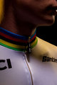 SANTINI Tricou de ciclism cu mânecă scurtă - UCI WORLD 100 GOLD - curcubeu/alb