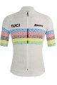 SANTINI Tricou de ciclism cu mânecă scurtă - UCI WORLD CHAMP 100 - alb/curcubeu
