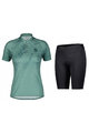 SCOTT Tricoul și pantaloni scurți de ciclism - ENDURANCE 30 SS LADY - albastru/verde/negru