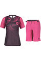 SCOTT Tricoul și pantaloni scurți de ciclism - TRAIL VERTIC LADY - mov/roz