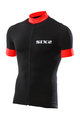 SIX2 Tricou de ciclism cu mânecă scurtă - BIKE3 STRIPES - negru/roșu