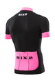 SIX2 Tricou de ciclism cu mânecă scurtă - BIKE3 STRIPES - negru/roz