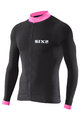 SIX2 Tricou de ciclism cu mânecă lungă de vară - BIKE4 STRIPES - roz/negru
