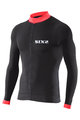 SIX2 Tricou de ciclism cu mânecă lungă de vară - BIKE4 STRIPES - negru/roșu