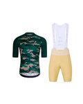 HOLOKOLO Tricoul și pantaloni scurți de ciclism - CAMOTRAIL - bej/verde