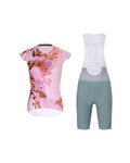 RIVANELLE Tricoul și pantaloni scurți de ciclism - MISS FLOWERY - verde/roz
