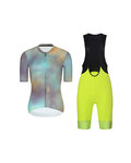 RIVANELLE Tricoul și pantaloni scurți de ciclism - COSMA - galben/negru/mov/auriu