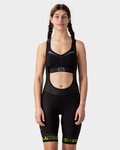 ALÉ Pantaloni scurți de ciclism cu bretele - GRAPHICS PRR STRADA LADY - negru/galben