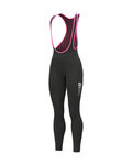 ALÉ Pantaloni de ciclism lungi cu bretele - SOLID ESSENTIAL - roz/negru