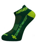 HAVEN Șosete de gleznă de ciclism - SNAKE SILVER NEO - verde/galben
