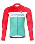 BONAVELO Tricou de cilism pentru iarnă cu mânecă lungă - HUNGARY WINTER - roșu/verde