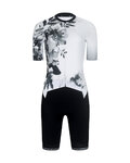 RIVANELLE Salopetă de ciclism - FLOWERY DIVA - alb/negru