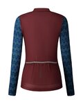 SHIMANO Tricou de cilism pentru iarnă cu mânecă lungă - KAEDE PRINTED LONG - bordo/albastru