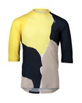 POC Tricou de ciclism cu mânecă scurtă - MTB PURE 3/4 - galben/negru/gri