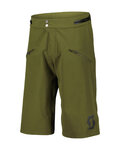 SCOTT Pantaloni scurți de ciclism fără bretele - TRAIL VERTIC PRO W/PAD - verde/negru