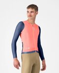 CASTELLI Tricou de ciclism cu mânecă lungă de vară - CORRETTO LS - roz/albastru