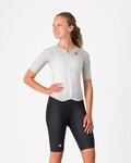 CASTELLI Salopetă de ciclism - FREE SANREMO 3 W SUIT SHORT SLEEVE - alb/argintiu/negru