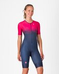 CASTELLI Salopetă de ciclism - CORE TRI W SUIT SHORT SLEEVE - albastru/roz