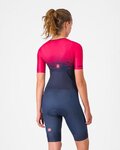 CASTELLI Salopetă de ciclism - CORE TRI W SUIT SHORT SLEEVE - albastru/roz