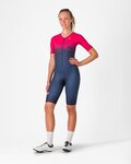 CASTELLI Salopetă de ciclism - CORE TRI W SUIT SHORT SLEEVE - albastru/roz