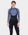 ALÉ Pantaloni de ciclism lungi cu bretele - R-EV1 FUTURE WARM  - negru/roz