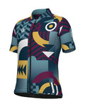 ALÉ Tricou de ciclism cu mânecă scurtă - KID GAMES - mov/turcoaz/galben