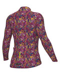 ALÉ Tricou de cilism pentru iarnă cu mânecă lungă - PRAGMA FLOWERY LADY - roz/multicolor