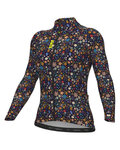 ALÉ Tricou de cilism pentru iarnă cu mânecă lungă - PRAGMA FLOWERY LADY - albastru/multicolor