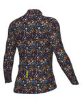 ALÉ Tricou de cilism pentru iarnă cu mânecă lungă - PRAGMA FLOWERY LADY - albastru/multicolor