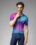 ALÉ Tricou de ciclism cu mânecă scurtă - AURORA PR-E - roz/albastru/turcoaz