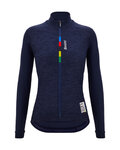 SANTINI Tricou de cilism pentru iarnă cu mânecă lungă - UCI OFFICIAL W - albastru
