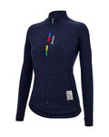 SANTINI Tricou de cilism pentru iarnă cu mânecă lungă - UCI OFFICIAL W - albastru