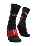 COMPRESSPORT Șosete clasice de ciclism - PRO RACING WINTER RUN - negru/roșu