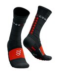 COMPRESSPORT Șosete clasice de ciclism - PRO RACING WINTER RUN - negru/roșu