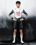 PISSEI Tricou de cilism pentru iarnă cu mânecă lungă - UAE TEAM EMIRATES - XRG 2025 REPLICA - alb/negru