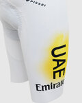 PISSEI Pantaloni scurți de ciclism cu bretele - UAE TEAM EMIRATES 2024 REPLICA SANREMO - GIRO + TOUR 24 - alb/roz/galben