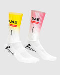 PISSEI Șosete clasice de ciclism - UAE TEAM EMIRATES AERO - GIRO + TOUR 24 - alb/roz/galben