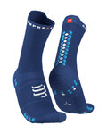 COMPRESSPORT Șosete clasice de ciclism - PRO RACING V4.0 RUN HIGH - albastru