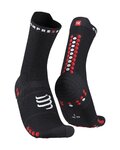 COMPRESSPORT Șosete clasice de ciclism - PRO RACING  V4.0 RUN HIGH - negru/roșu