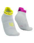 COMPRESSPORT Șosete de gleznă de ciclism - PRO RACING V4.0 RUN LOW - alb/roz/galben