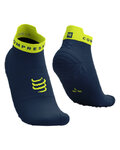 COMPRESSPORT Șosete de gleznă de ciclism - PRO RACING V4.0 RUN LOW - albastru/galben