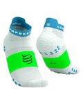 COMPRESSPORT Șosete de gleznă de ciclism - PRO RACING SOCKS V4.0 RUN - alb/verde