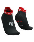 COMPRESSPORT Șosete de gleznă de ciclism - PRO RACING V4.0 RUN LOW - negru/roșu