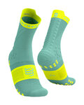 COMPRESSPORT Șosete clasice de ciclism - PRO RACING V4.0 TRAIL - verde deschis/galben