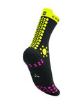 COMPRESSPORT Șosete clasice de ciclism - PRO RACING V4.0 TRAIL - galben/negru