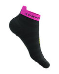 COMPRESSPORT Șosete de gleznă de ciclism - PRO RACING SOCKS V4.0 ULTRALIGHT RUN - negru/galben/roz