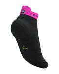 COMPRESSPORT Șosete de gleznă de ciclism - PRO RACING SOCKS V4.0 ULTRALIGHT RUN - negru/galben/roz