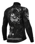 ALÉ Tricou de cilism pentru iarnă cu mânecă lungă - SKULL WINTER - negru/alb