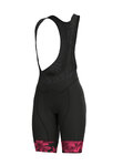 ALÉ Pantaloni scurți de ciclism cu bretele - SARTANA LADY  - negru/roz